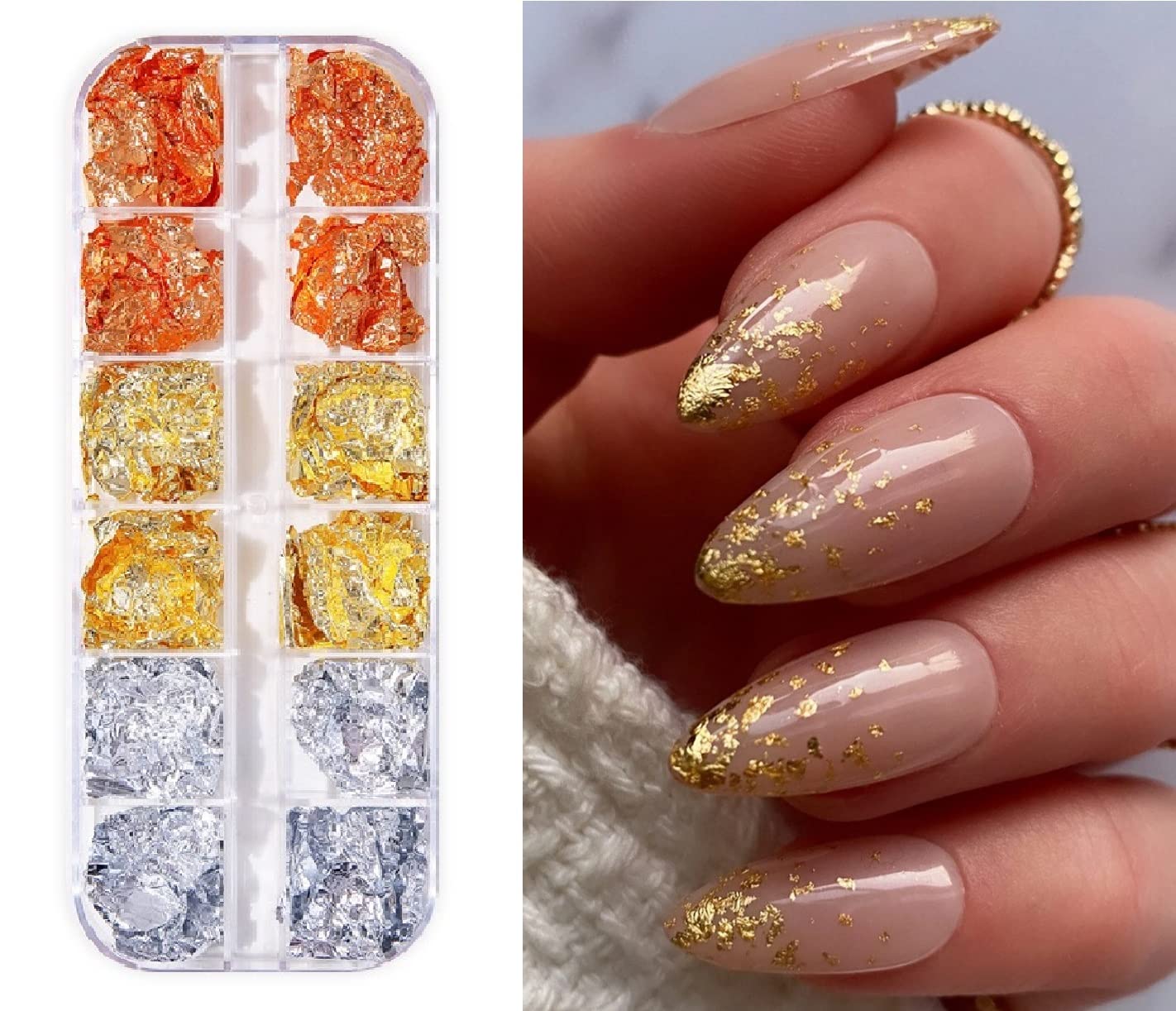 S.A.V.I 12 Grids Gold, Silver, Rose Gold Colors, Nail Foil Manicure, Nail Art