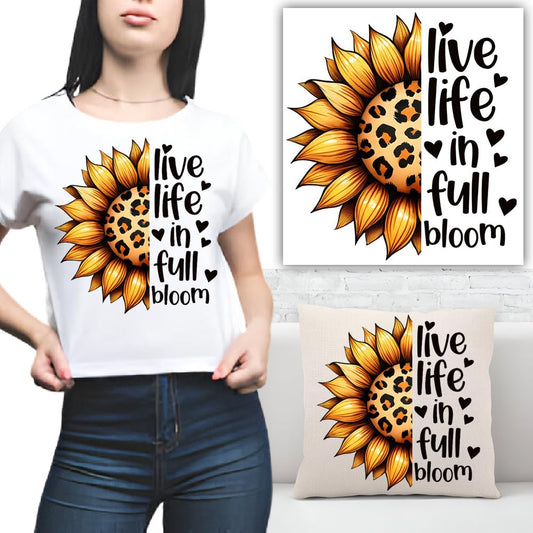 S.A.V.I 1PC Sunflower Leopard Print Iron-On Patch - 8.5x7 Inch | DIY Heat Transfer Sticker for T-Shirts, Hoodies, Backpacks  Pillows | Washable, Vibrant Design | Easy Apparel Customization