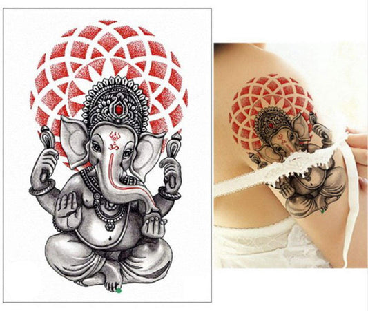 S.A.V.I 3D Temporary Tattoo Waterproof Sticker Big Ganesh Designs Size - 21x15cm