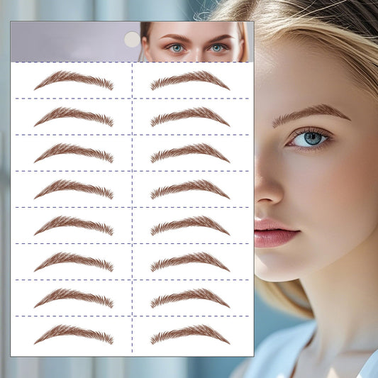 S.A.V.I 8 Pairs/1 Sheet - 6D Hair-Like Eyebrow Tattoo Stickers, Natural Brown Arch Shape, Waterproof & Sweatproof Temporary Eyebrow Patch, Safe Non-Toxic Self-Adhesive, Long-Lasting for Women & Girls (173)