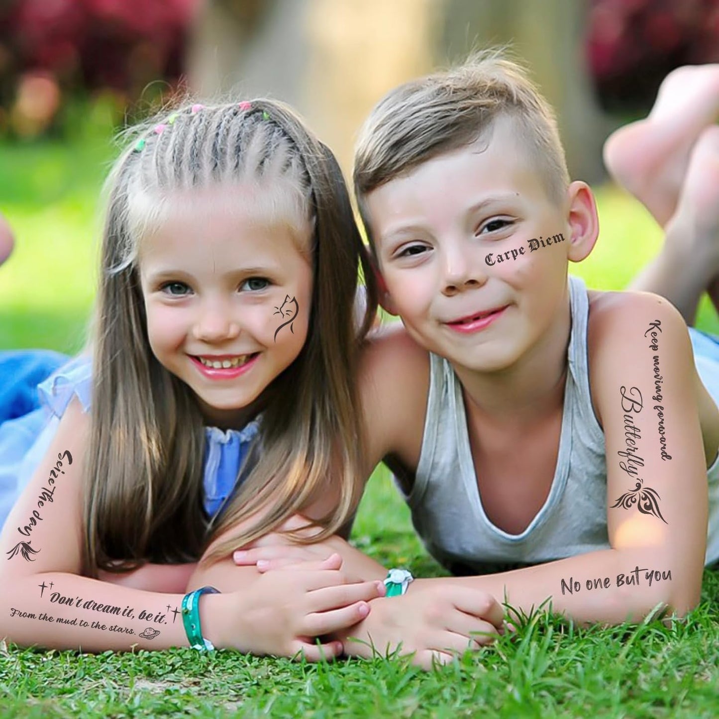 S.A.V.I 10 Sheets Temporary Tattoo Stickers for Kids & Adults | Black Motivational Quotes | Waterproof, Safe & Non-Toxic | Easy to Apply & Remove Body Art for Arm, Wrist, Face – 12x6.8cm