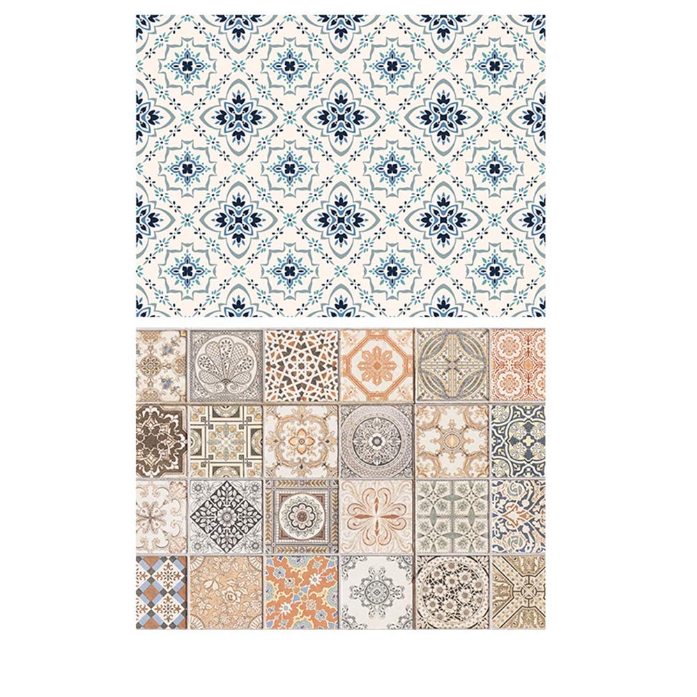 SAVIAURA 1 Sheet 2 in 1 Photography Backdrop 3D Flat Lay Tabletop Double-Sided Photo Background PVC Wrinkle-Free Small Products Photo Shoot (#31- Moroccan Style Pattern)
