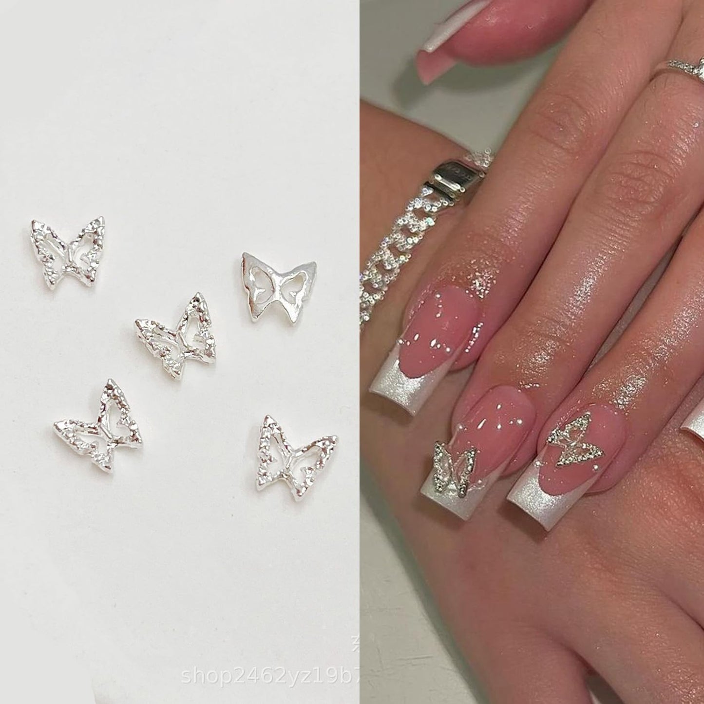 S.A.V.I 3D Butterfly Nail Art Charms (20 Pcs) – Silver Alloy Metal Nail Decorations | 8mm DIY Nail Accessories for Women & Girls | Manicure Art Kit for Stylish, Elegant Nail Designs