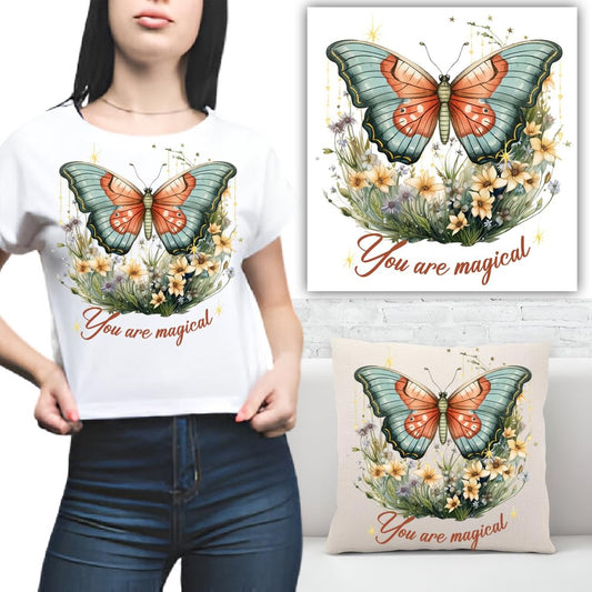 S.A.V.I Colorful Butterfly Design Washable Iron-On Heat Transfer Patch (8.5x7.5 Inches) | DIY T-Shirts, Hoodies, Backpacks, Pillows | Easy-to-Apply Applique Sticker for Clothing  Accessories