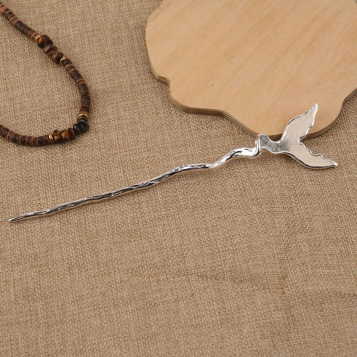 S.A.V.I Silver Mermaid Tail Hair Stick for Women & Girls | 16cm Metal Bun Pin Hair Accessory | Elegant Hair Stick for Stylish Bun, Party & Daily – Unique Mermaid Tail Design