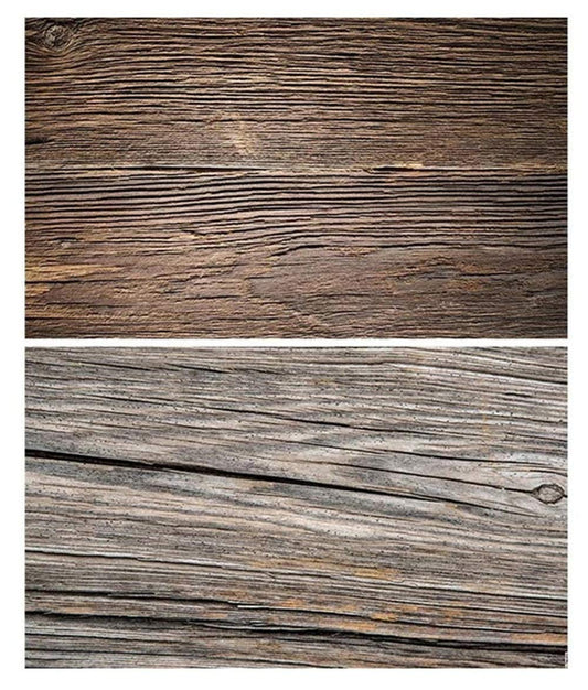 SAVIAURA 1 Sheet 2 in 1 3D Flat Lay Tabletop Double-Sided Photography Brown Backdrop Photo Studio Flatlay Background PVC Wrinkle-Free for Small Product Shoot (Old Wood Brown Grains Pattern)