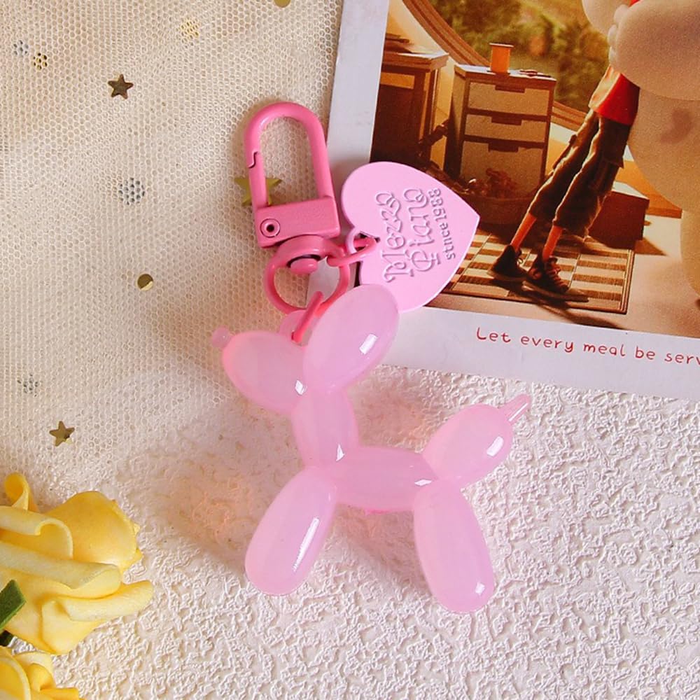 S.A.V.I Resin Pink Balloon Dog Keychain | Cute 3D Animal Charm for Bags & Keys | Durable 49mm Mini Accessory | Stylish Lightweight Key Ring for Men, Women & Kids (Pink)