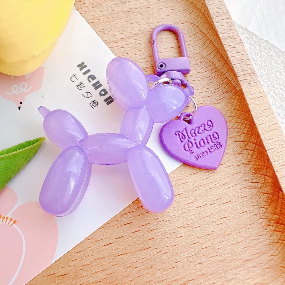 S.A.V.I Resin Purple Balloon Dog Keychain | Cute 3D Animal Charm for Bags & Keys | Durable 49mm Mini Gift Accessory | Stylish Lightweight Key Ring for Men, Women & Kids (Purple)