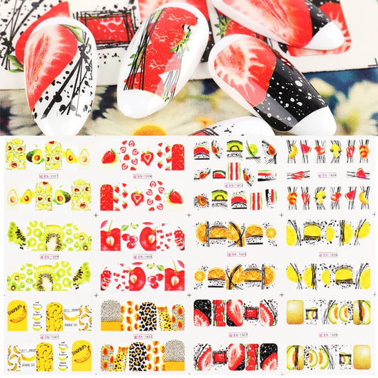 S.A.V.I 12 Sheets of DIY Nail Art Water Transfer Decals Fruits Design Nail Tattoo Stickers