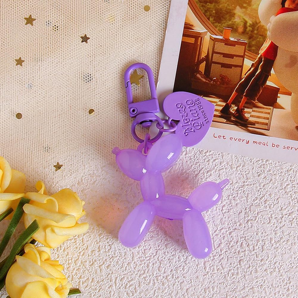 S.A.V.I Resin Purple Balloon Dog Keychain | Cute 3D Animal Charm for Bags & Keys | Durable 49mm Mini Gift Accessory | Stylish Lightweight Key Ring for Men, Women & Kids (Purple)