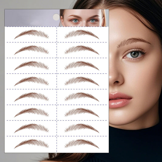 S.A.V.I 8 Pairs/1 Sheet - 6D Hair-Like Eyebrow Tattoo Stickers, Natural Brown Arch Shape, Waterproof & Sweatproof Temporary Eyebrow Patch, Safe Non-Toxic Self-Adhesive, Long-Lasting for Women & Girls (169)