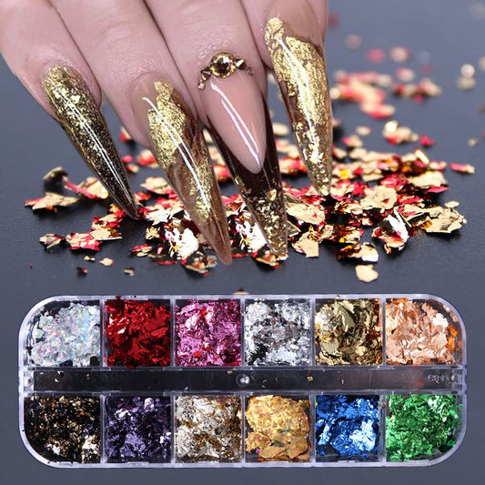S.A.V.I Nail Art Palette Foil Flakes, Shredded Paper Foil, Irregular Foil for Holographic DIY