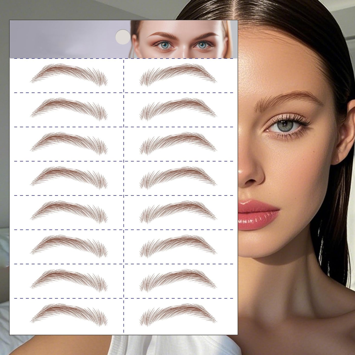S.A.V.I 8 Pairs/1 Sheet - 6D Hair-Like Eyebrow Tattoo Stickers, Natural Brown Arch Shape, Waterproof & Sweatproof Temporary Eyebrow Patch, Safe Non-Toxic Self-Adhesive, Long-Lasting for Women & Girls (168)