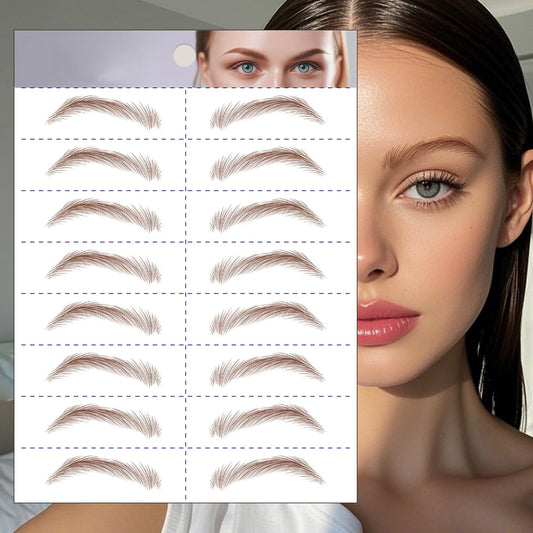 S.A.V.I 8 Pairs/1 Sheet - 6D Hair-Like Eyebrow Tattoo Stickers, Natural Brown Arch Shape, Waterproof & Sweatproof Temporary Eyebrow Patch, Safe Non-Toxic Self-Adhesive, Long-Lasting for Women & Girls (168)