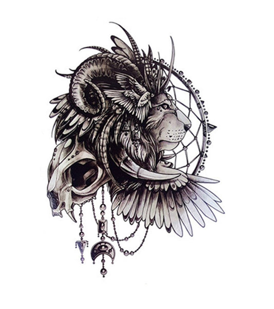 S.A.V.I Temporary Tattoo For Girls Men Women 3D Big Lion Face Sticker Size 21x15CM - 1PC.