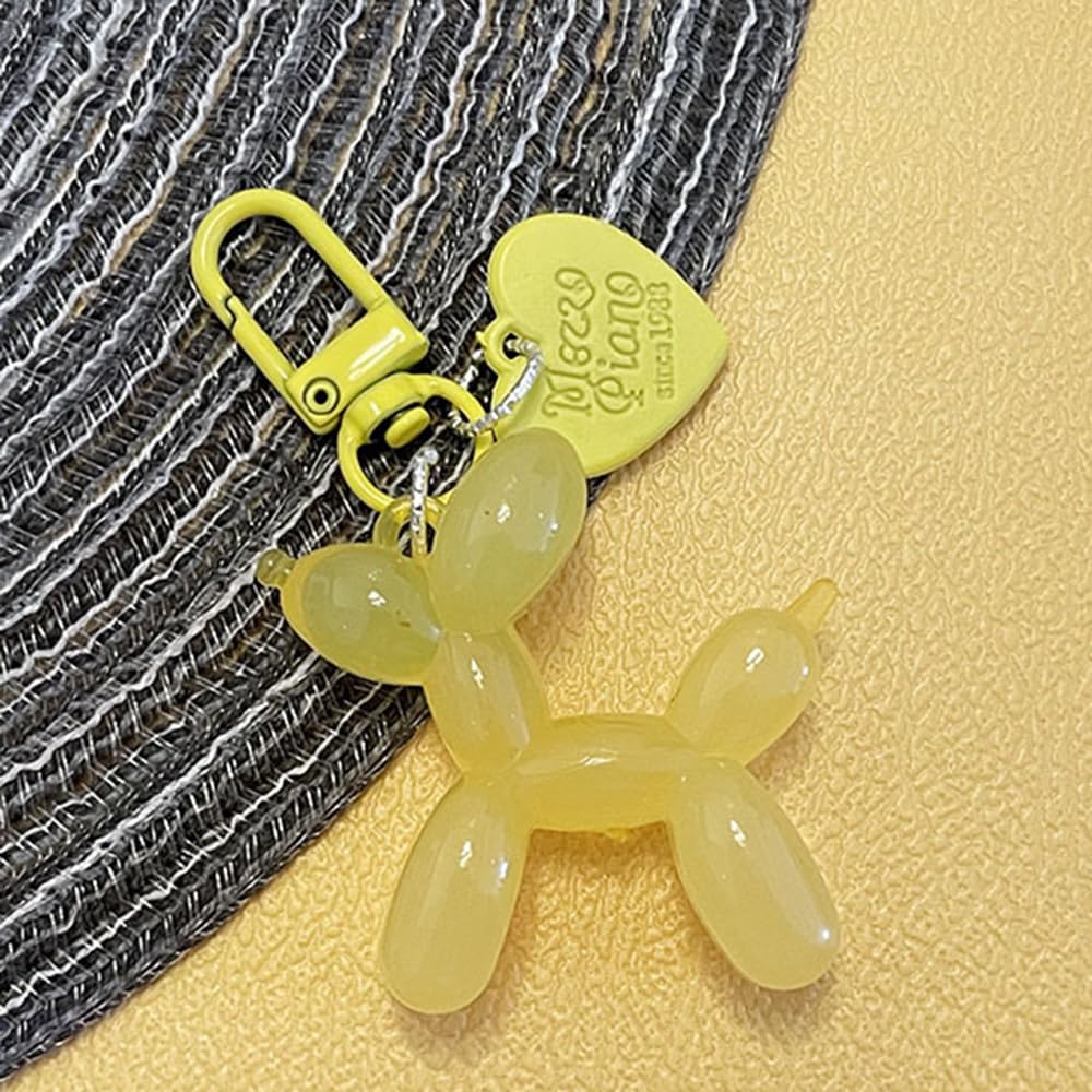 S.A.V.I Resin Yellow Balloon Dog Keychain | Cute 3D Animal Charm for Bags & Keys | Durable 49mm Mini Gift Accessory | Stylish Lightweight Key Ring for Men, Women & Kids (Yellow)