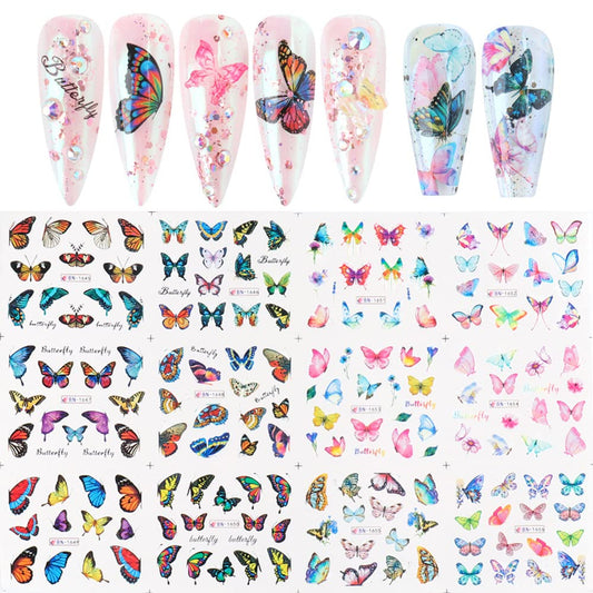 S.A.V.I 12 Sheets of DIY Nail Art Water Transfer Decals Butterflies Design Nail Tattoo Stickers