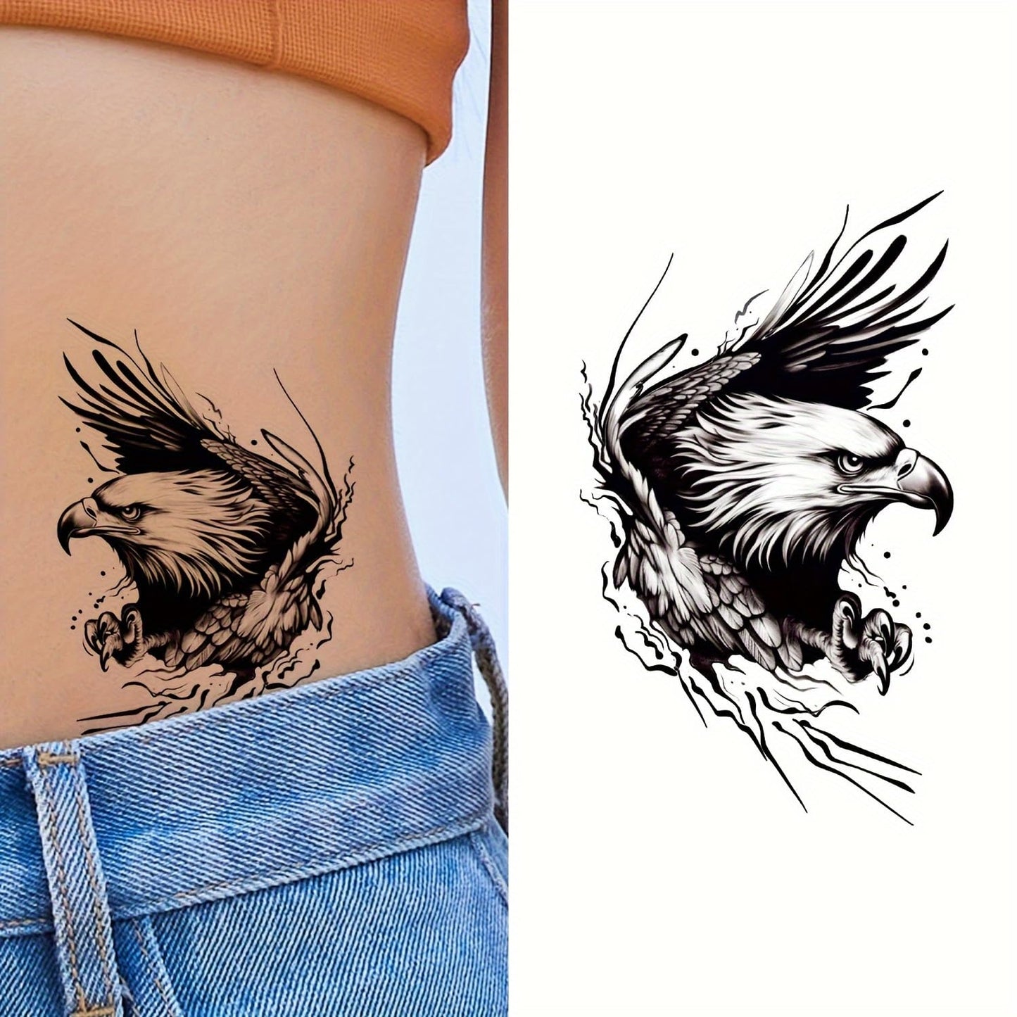 S.A.V.I 30 Pcs Black Temporary Tattoo Stickers for Men & Women – Waterproof, Safe, Non-Toxic Body Art, Realistic Animal & Skull Designs, 9.7x5.7 cm, Long Lasting Arm/Chest/Back Tattoos (10)