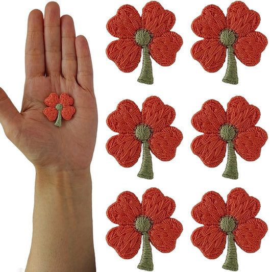 S.A.V.I Floral Embroidered Appliqué Patches, Sew-On, Non-Adhesive, Pack of 6, DIY for Clothes, Dresses, Blouses, Scarves, Hats, Bags, Jackets, Skirts, T-Shirts, Sweaters, Tank Tops (Red-orange)