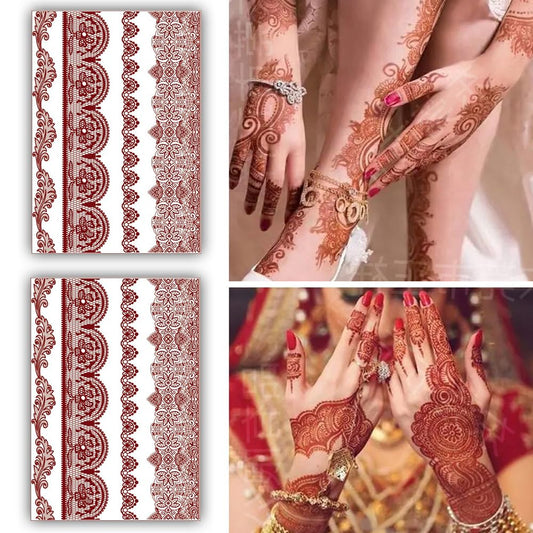 S.A.V.I 2 Sheets, Natural Mehendi Heena Tattoo - Waterproof, Women's Hand  Arm Makeup Decor, 21x15cm