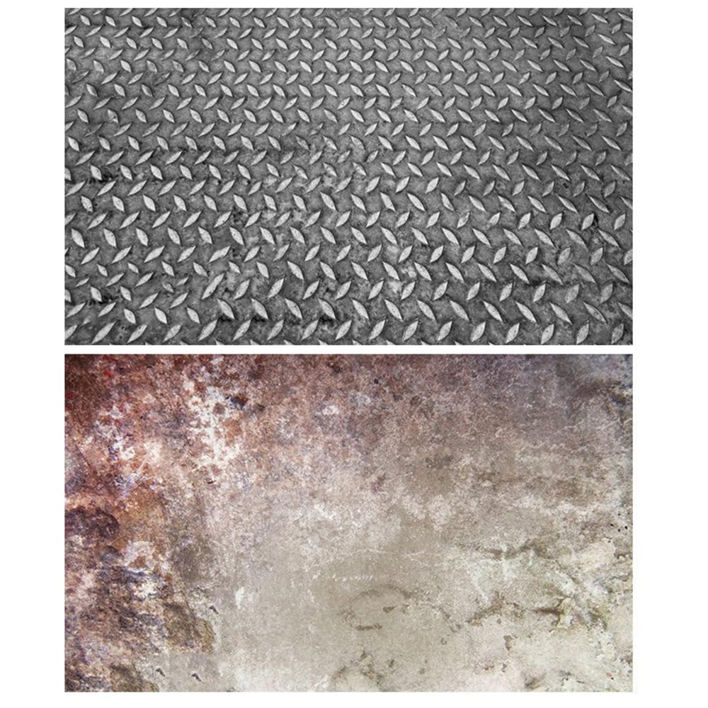 SAVIAURA 2-in-1 Tabletop Photography Backdrop - Waterproof, Double-Sided, 3D Flat Lay Design, 1 Sheet (#39 Metal Diamond Plate, Grunge Texture)