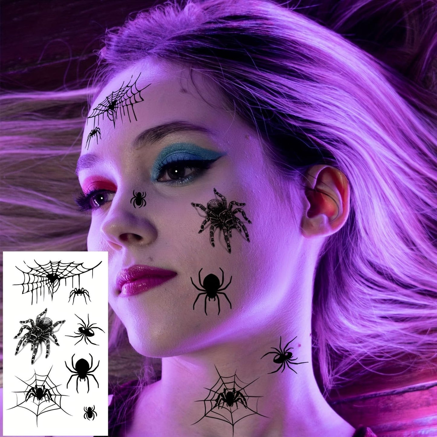 S.A.V.I 30 Pcs Spider Web Temporary Tattoos for Kids & Adults – Safe Non-Toxic Black & Red Halloween Designs, Waterproof Body Art Stickers – 9.7x5.7 cm Sheets, Long Lasting for Face, Arms, Hands (15)