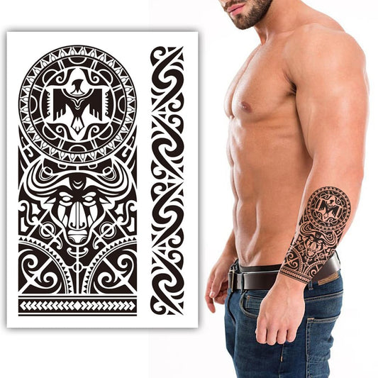 S.A.V.I Temporary Tattoo Stickers - Polynesian  Tribal, Waterproof, Long-Lasting, Skin-Safe