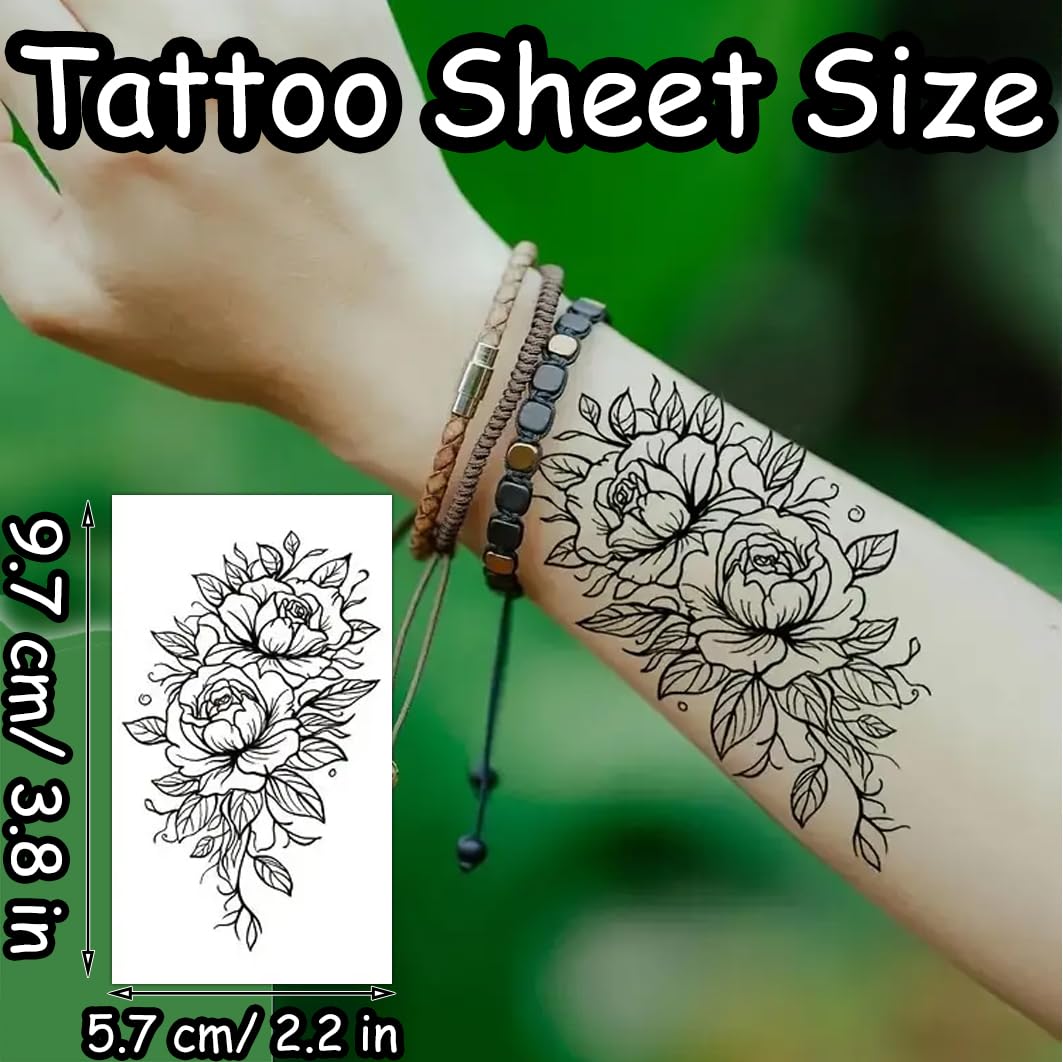 S.A.V.I 30 Pcs Black Temporary Tattoo Stickers for Women & Girls – Safe Non-Toxic Floral, Butterfly, Feather, Tribal, Wolf & Spider Designs – Waterproof Long-Lasting Body Art for Arm, Wrist, Shoulder (11)