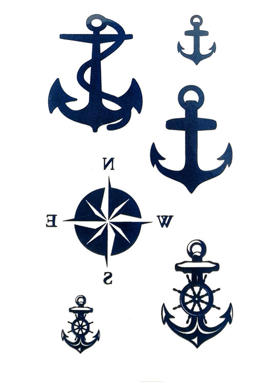 S.A.V.I 3D Temporary Tattoo Anchor Design Size 10.5x6CM - 1PC.