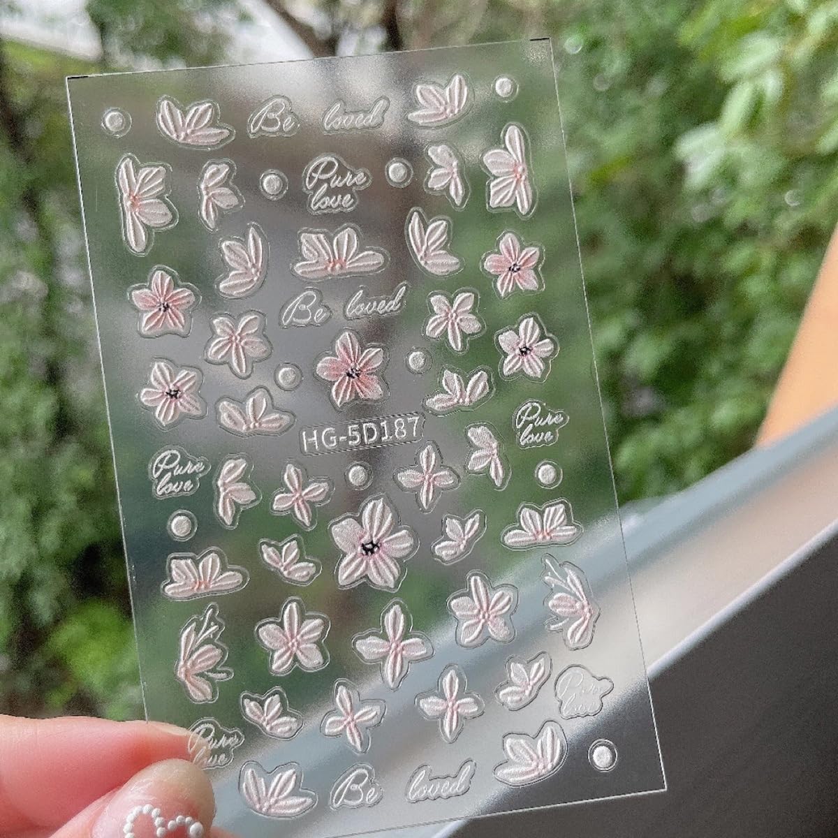 S.A.V.I 3 Sheets 5D Pink Floral Nail Art Stickers for Women – Self-Adhesive Decals, Easy Peel & Stick, Long-Lasting Manicure Decoration for Natural & Acrylic Nails, 10x7cm DIY Nail Designs