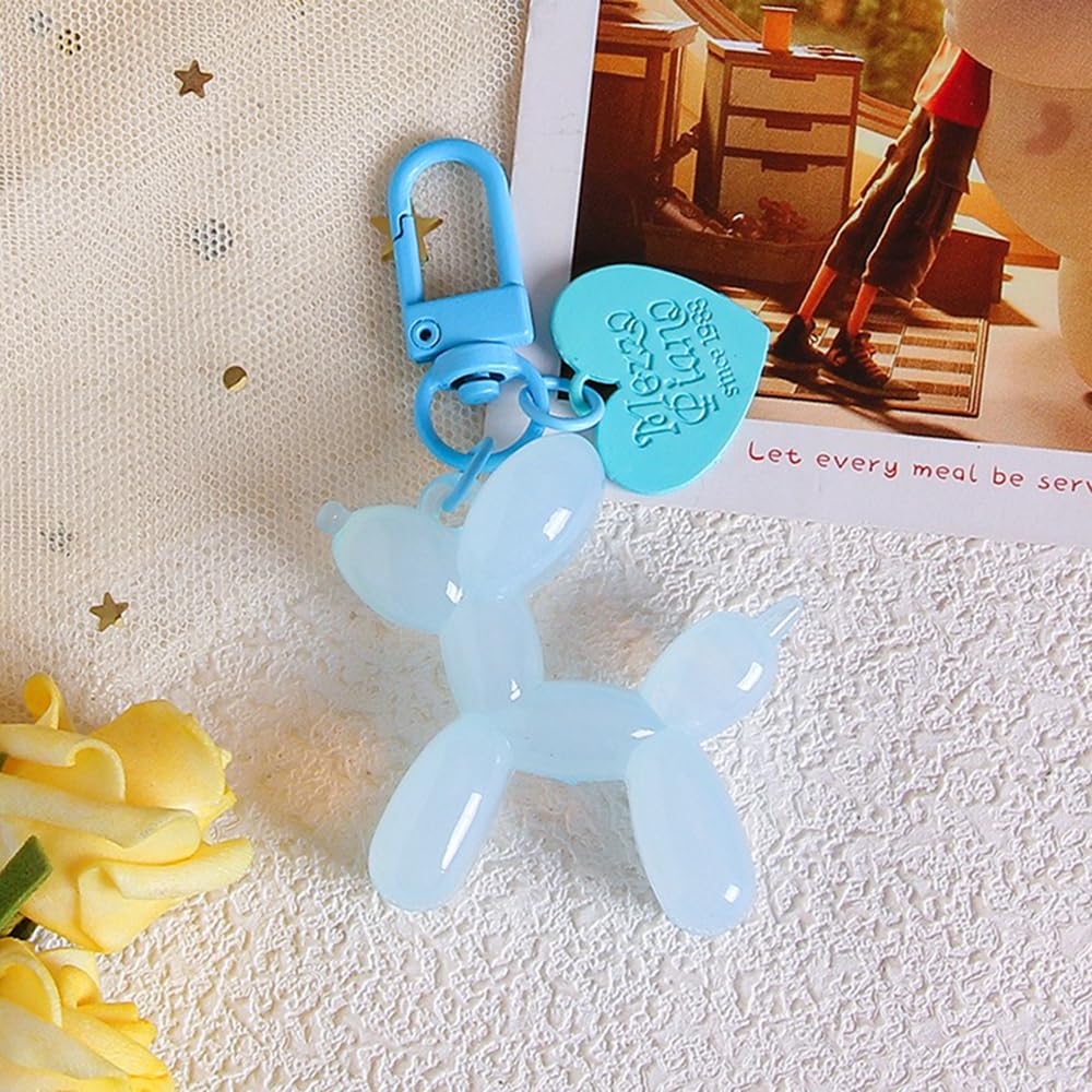 S.A.V.I Resin Blue Balloon Dog Keychain | Cute 3D Animal Charm for Bags & Keys | Durable 49mm Mini Accessory | Stylish Lightweight Key Ring for Men, Women & Kids (Blue)