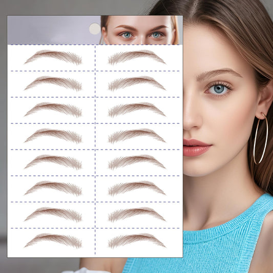 S.A.V.I 8 Pairs/1 Sheet - 6D Hair-Like Eyebrow Tattoo Stickers, Natural Brown Arch Shape, Waterproof & Sweatproof Temporary Eyebrow Patch, Safe Non-Toxic Self-Adhesive, Long-Lasting for Women & Girls (172)