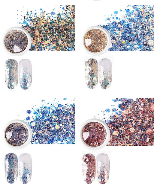 S.A.V.I 4 PCS. DIY Nail Art Holographic Glitter Magic Color Changing Laser Thin Sequins