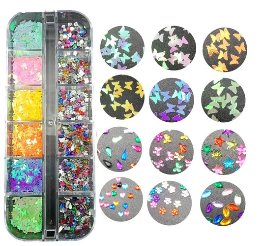 S.A.V.I Resin Different Shapes Stones Crystals Colorful Butterfly Sequins Nail Art