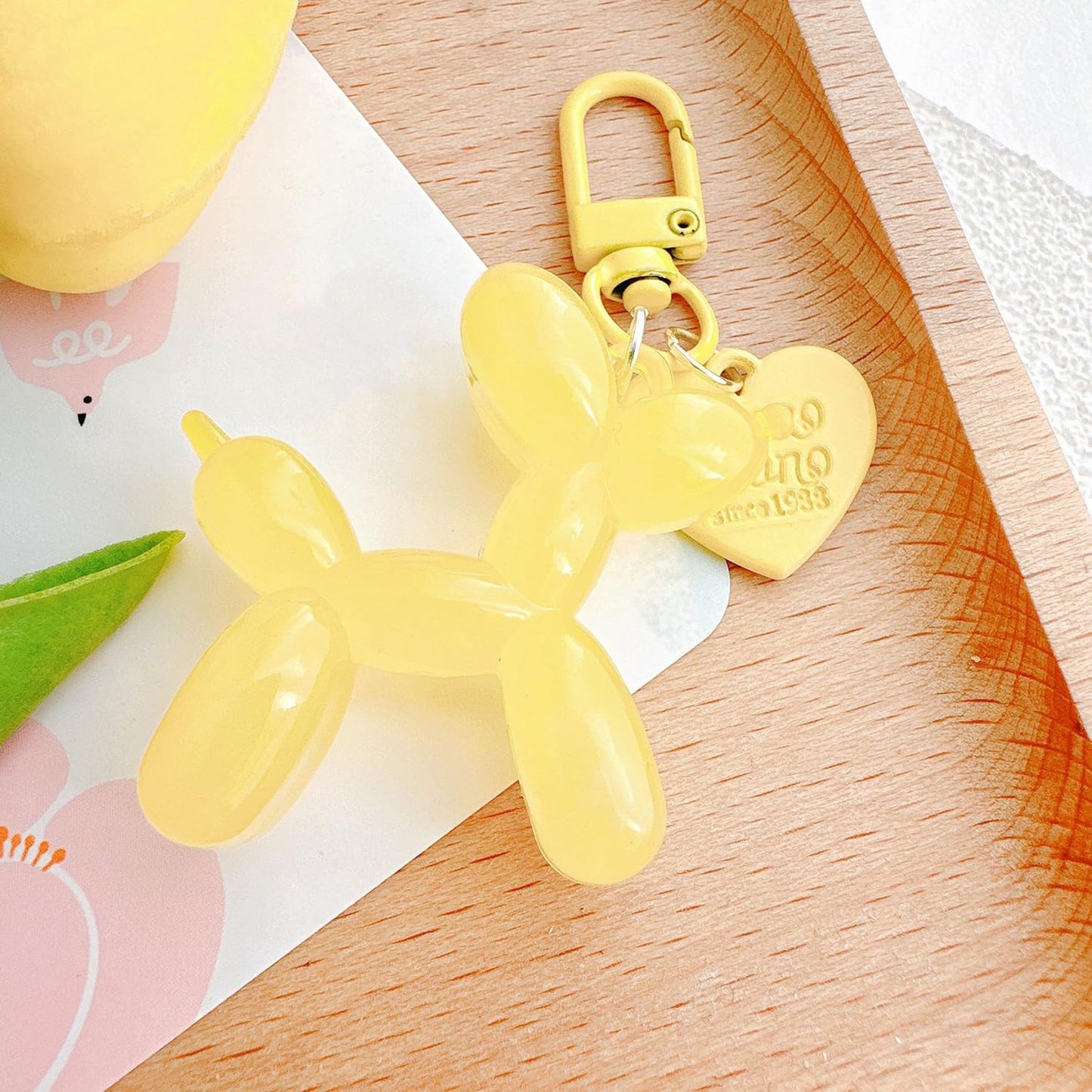 S.A.V.I Resin Yellow Balloon Dog Keychain | Cute 3D Animal Charm for Bags & Keys | Durable 49mm Mini Gift Accessory | Stylish Lightweight Key Ring for Men, Women & Kids (Yellow)