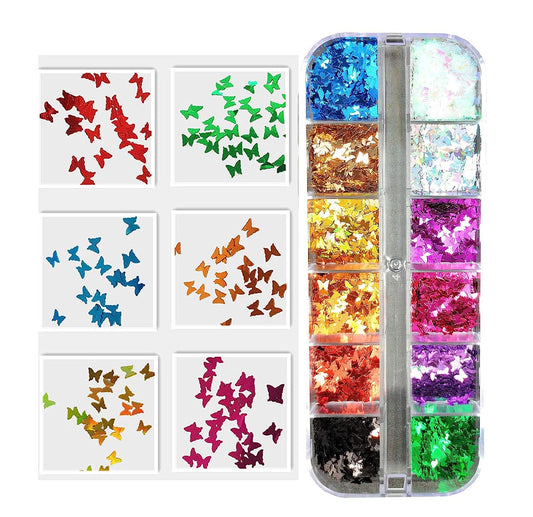 S.A.V.I 1PC. Palette DIY Nail Art 12 Styles Sequins Style Butterfly Shape Mermaid Manicure Flakes