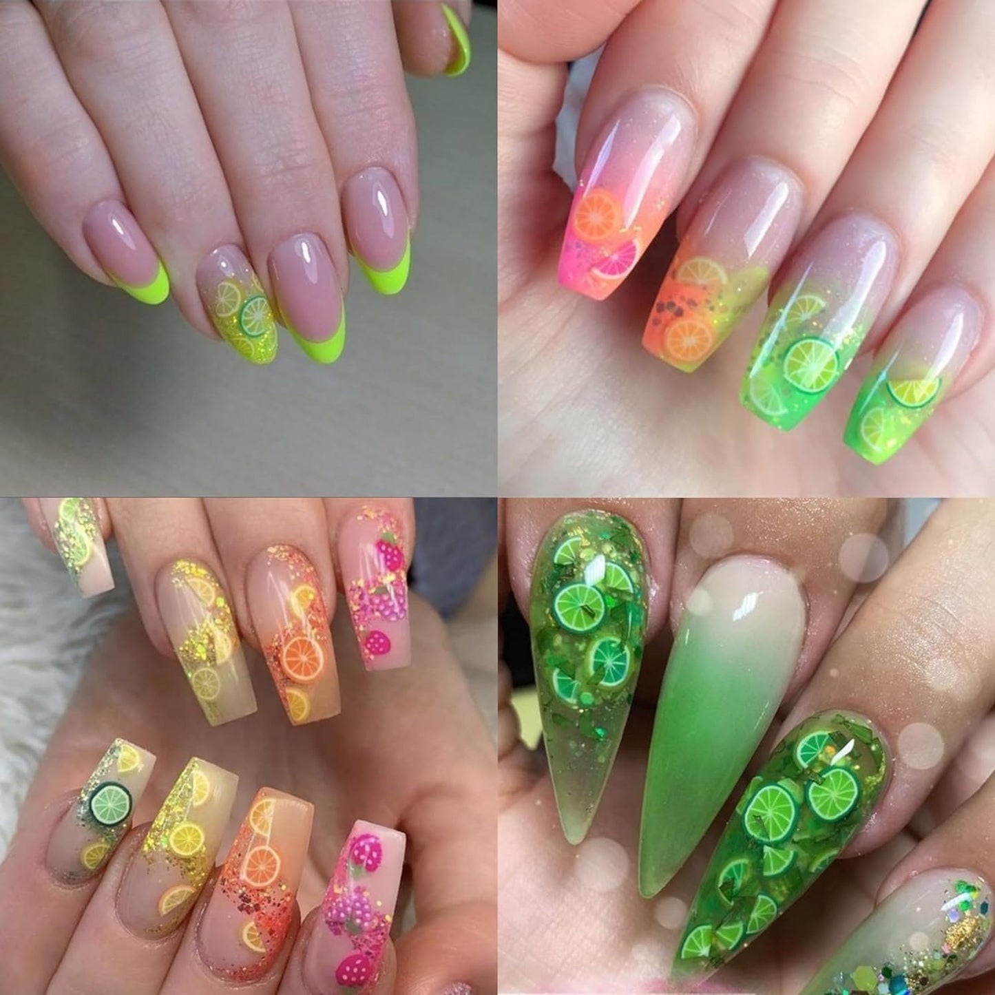 S.A.V.I Florescent Sequins Fruit Confetti - Premium 6-Jar Set for Nail Art Decor