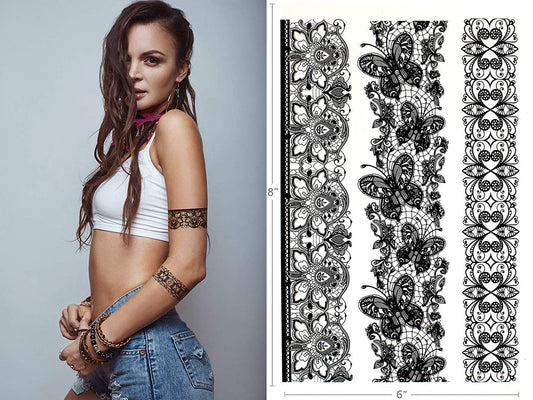 S.A.V.I 3D Temporary Tattoo Sticker Waterproof Fake Heena Mehndi Flower Design Size - 21x15cm