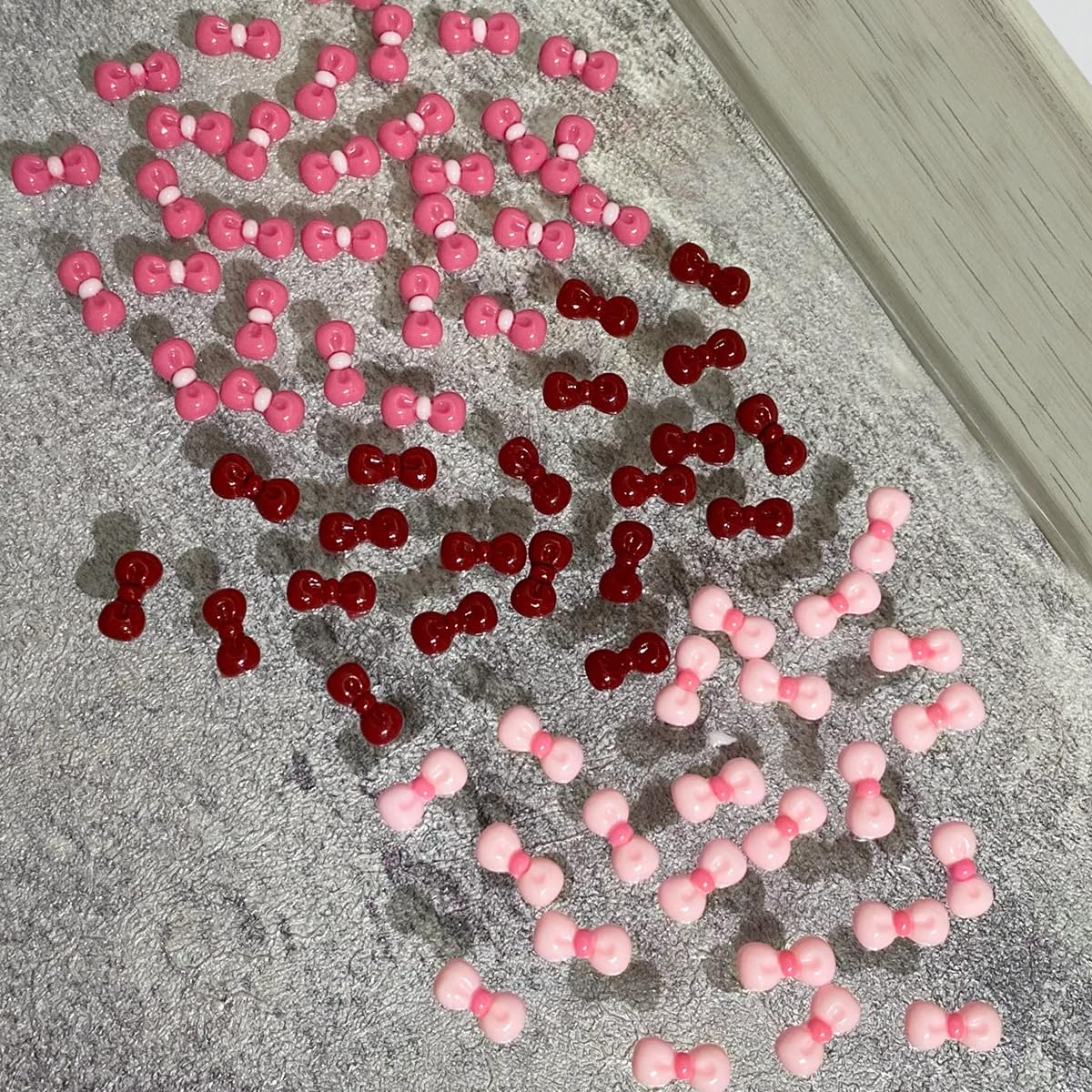 S.A.V.I 60 Pcs 3D Bow Nail Art Decorations – Light Pink, Hot Pink & Red Acrylic Mini Bows for DIY Nail Design, Manicure & Pedicure Accessories with 6-Section Storage Box