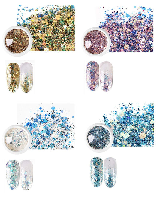 S.A.V.I 4 PCS. DIY Nail Art Holographic Glitter Magic Changing Color Laser Thin Sequins