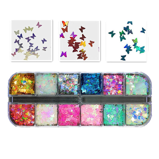 S.A.V.I 1PC. Nail Art Decorations Butterfly Sequin Palette DIY