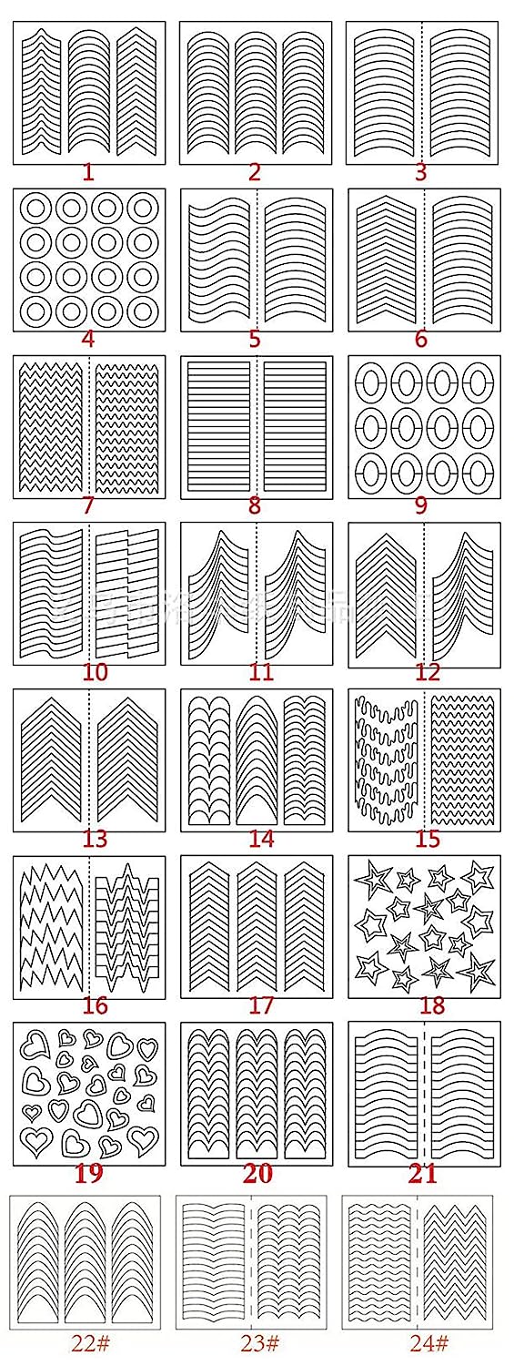 S.A.V.I 24 Styles French Manicure DIY 3D Nail Art Tips Guides Stickers Stencil Strip Hollow Decorations