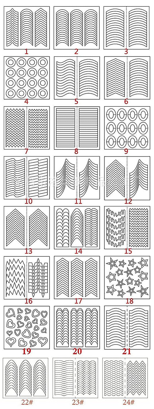 S.A.V.I 24 Styles French Manicure DIY 3D Nail Art Tips Guides Stickers Stencil Strip Hollow Decorations
