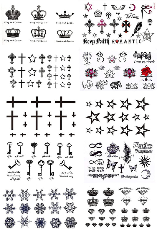 S.A.V.I 10PCS. Temporary Tattoo Stickers of Small Mix Designs Size 10.5x6CM