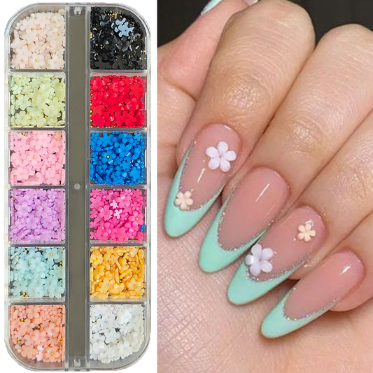 S.A.V.I 3D Multicolor Flower Steel Ball Beads, Nail Art Decoration Accessories, DIY Kit
