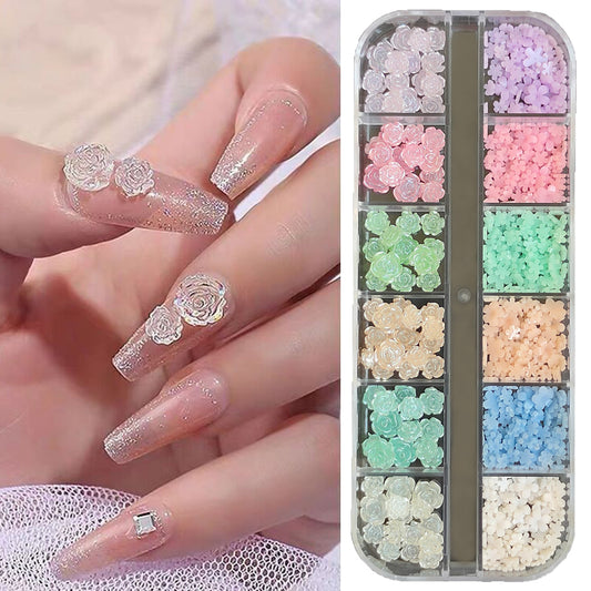 S.A.V.I 3D Nail Art Roses  Five-Petal Flowers, DIY Multicolor Decor Kit
